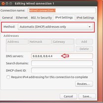 zmiana serwera DNS w Ubuntu